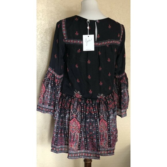 JOIE Armel Floral print Long sleeve Blouson Mini Dress Black Size S - Picture 4 of 10
